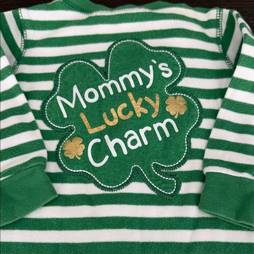 Koala Kids Striped Green and White Footie